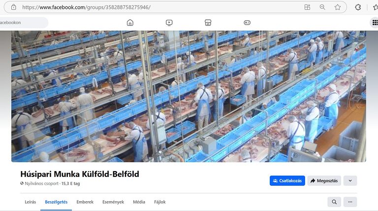 Húsipari Munka Külföld-Belföld - facebook csoport képernyőkép