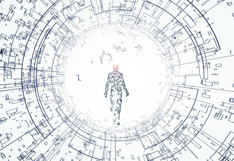 A tudomány fő korszakai - az ember a tudomány középpontjában, illusztráció