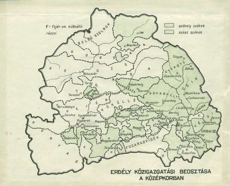Erdély közigazgatási beosztása a középkorban.