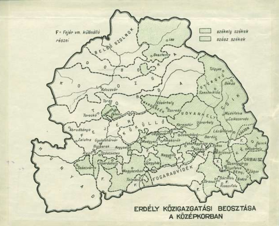 Erdély közigazgatási beosztása a középkorban.